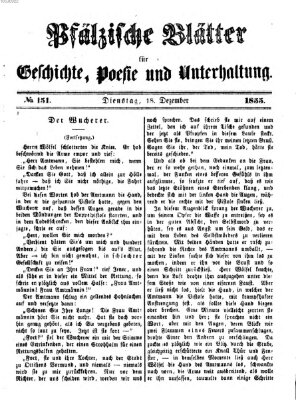 Pfälzische Blätter für Geschichte, Poesie und Unterhaltung (Zweibrücker Wochenblatt) Dienstag 18. Dezember 1855