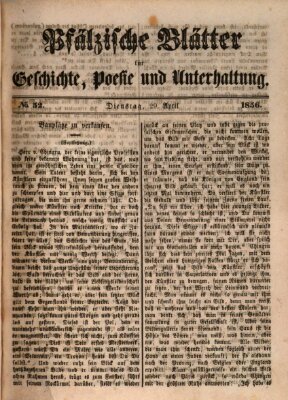 Pfälzische Blätter für Geschichte, Poesie und Unterhaltung (Zweibrücker Wochenblatt) Dienstag 29. April 1856