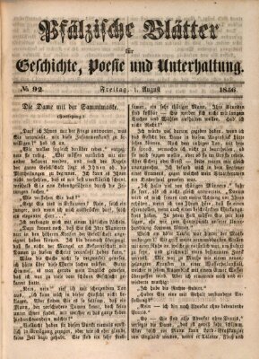 Pfälzische Blätter für Geschichte, Poesie und Unterhaltung (Zweibrücker Wochenblatt) Freitag 1. August 1856