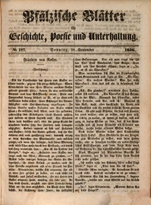 Pfälzische Blätter für Geschichte, Poesie und Unterhaltung (Zweibrücker Wochenblatt) Sonntag 28. September 1856