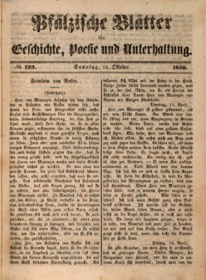 Pfälzische Blätter für Geschichte, Poesie und Unterhaltung (Zweibrücker Wochenblatt) Sonntag 12. Oktober 1856