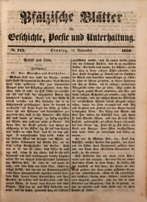 Pfälzische Blätter für Geschichte, Poesie und Unterhaltung (Zweibrücker Wochenblatt) Sonntag 30. November 1856