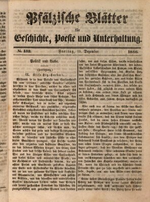 Pfälzische Blätter für Geschichte, Poesie und Unterhaltung (Zweibrücker Wochenblatt) Freitag 19. Dezember 1856