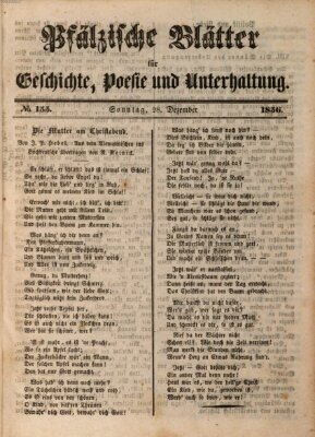 Pfälzische Blätter für Geschichte, Poesie und Unterhaltung (Zweibrücker Wochenblatt) Sonntag 28. Dezember 1856