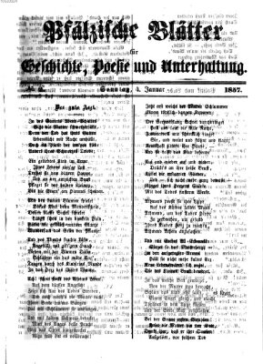 Pfälzische Blätter für Geschichte, Poesie und Unterhaltung (Zweibrücker Wochenblatt) Sonntag 4. Januar 1857