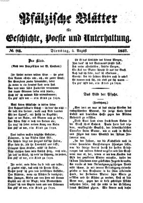 Pfälzische Blätter für Geschichte, Poesie und Unterhaltung (Zweibrücker Wochenblatt) Dienstag 4. August 1857