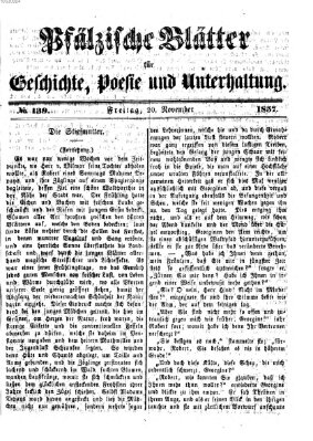 Pfälzische Blätter für Geschichte, Poesie und Unterhaltung (Zweibrücker Wochenblatt) Freitag 20. November 1857