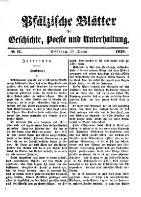 Pfälzische Blätter für Geschichte, Poesie und Unterhaltung (Zweibrücker Wochenblatt) Sonntag 24. Januar 1858