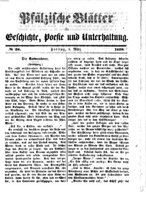 Pfälzische Blätter für Geschichte, Poesie und Unterhaltung (Zweibrücker Wochenblatt) Freitag 5. März 1858