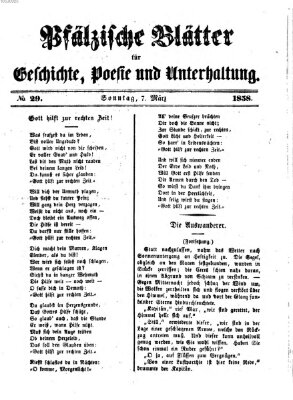 Pfälzische Blätter für Geschichte, Poesie und Unterhaltung (Zweibrücker Wochenblatt) Sonntag 7. März 1858