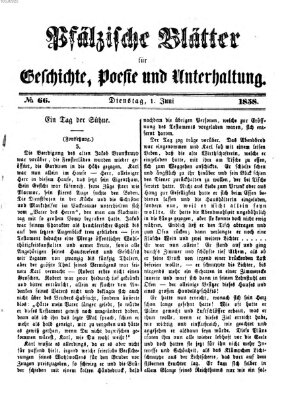 Pfälzische Blätter für Geschichte, Poesie und Unterhaltung (Zweibrücker Wochenblatt) Dienstag 1. Juni 1858