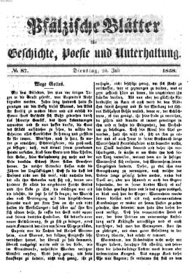 Pfälzische Blätter für Geschichte, Poesie und Unterhaltung (Zweibrücker Wochenblatt) Dienstag 20. Juli 1858