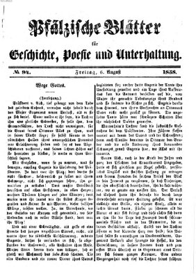 Pfälzische Blätter für Geschichte, Poesie und Unterhaltung (Zweibrücker Wochenblatt) Freitag 6. August 1858