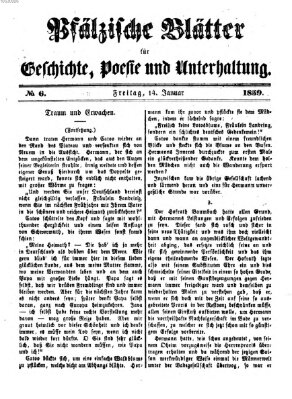 Pfälzische Blätter für Geschichte, Poesie und Unterhaltung (Zweibrücker Wochenblatt) Freitag 14. Januar 1859