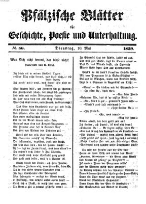 Pfälzische Blätter für Geschichte, Poesie und Unterhaltung (Zweibrücker Wochenblatt) Dienstag 10. Mai 1859