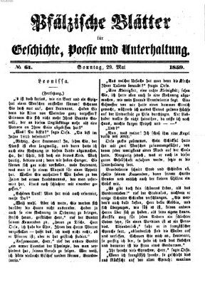 Pfälzische Blätter für Geschichte, Poesie und Unterhaltung (Zweibrücker Wochenblatt) Sonntag 29. Mai 1859