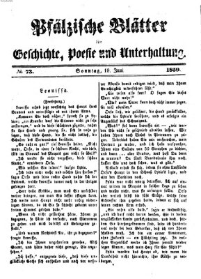 Pfälzische Blätter für Geschichte, Poesie und Unterhaltung (Zweibrücker Wochenblatt) Sonntag 19. Juni 1859