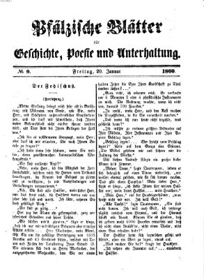 Pfälzische Blätter für Geschichte, Poesie und Unterhaltung (Zweibrücker Wochenblatt) Freitag 20. Januar 1860