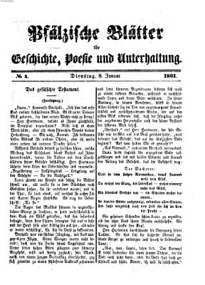 Pfälzische Blätter für Geschichte, Poesie und Unterhaltung (Zweibrücker Wochenblatt) Dienstag 8. Januar 1861