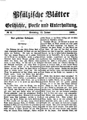 Pfälzische Blätter für Geschichte, Poesie und Unterhaltung (Zweibrücker Wochenblatt) Sonntag 13. Januar 1861