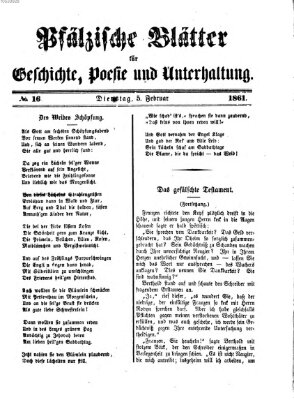 Pfälzische Blätter für Geschichte, Poesie und Unterhaltung (Zweibrücker Wochenblatt) Dienstag 5. Februar 1861