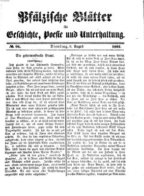 Pfälzische Blätter für Geschichte, Poesie und Unterhaltung (Zweibrücker Wochenblatt) Dienstag 6. August 1861