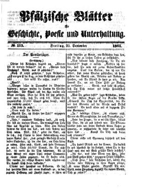 Pfälzische Blätter für Geschichte, Poesie und Unterhaltung (Zweibrücker Wochenblatt) Freitag 20. September 1861