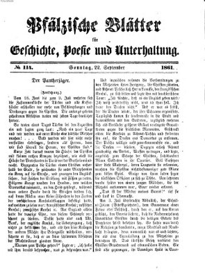 Pfälzische Blätter für Geschichte, Poesie und Unterhaltung (Zweibrücker Wochenblatt) Sonntag 22. September 1861