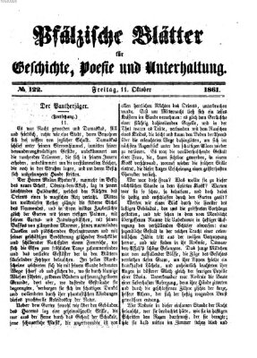 Pfälzische Blätter für Geschichte, Poesie und Unterhaltung (Zweibrücker Wochenblatt) Freitag 11. Oktober 1861