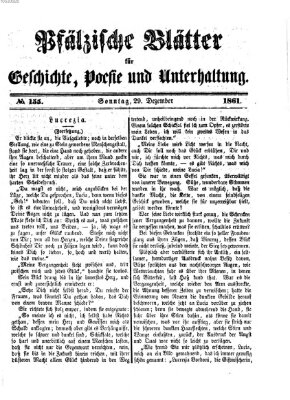 Pfälzische Blätter für Geschichte, Poesie und Unterhaltung (Zweibrücker Wochenblatt) Sonntag 29. Dezember 1861