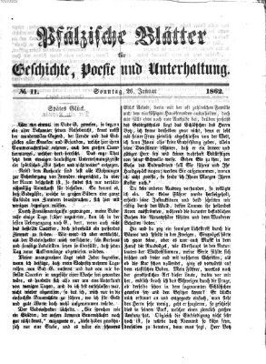 Pfälzische Blätter für Geschichte, Poesie und Unterhaltung (Zweibrücker Wochenblatt) Sonntag 26. Januar 1862