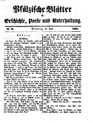 Pfälzische Blätter für Geschichte, Poesie und Unterhaltung (Zweibrücker Wochenblatt) Dienstag 16. Juni 1863