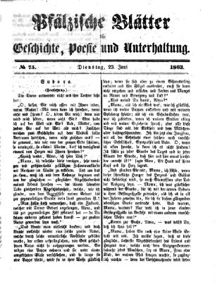 Pfälzische Blätter für Geschichte, Poesie und Unterhaltung (Zweibrücker Wochenblatt) Dienstag 23. Juni 1863