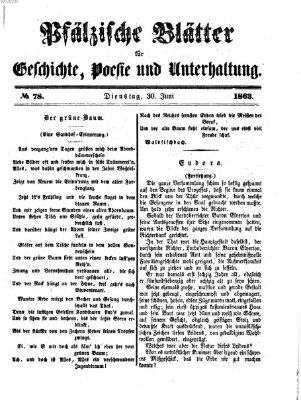 Pfälzische Blätter für Geschichte, Poesie und Unterhaltung (Zweibrücker Wochenblatt) Dienstag 30. Juni 1863