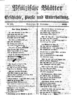 Pfälzische Blätter für Geschichte, Poesie und Unterhaltung (Zweibrücker Wochenblatt) Sonntag 20. September 1863