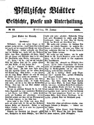 Pfälzische Blätter für Geschichte, Poesie und Unterhaltung (Zweibrücker Wochenblatt) Freitag 29. Januar 1864