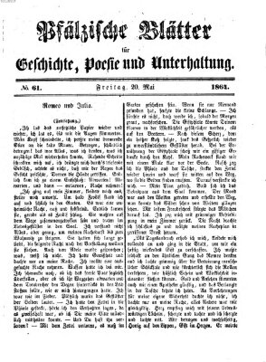 Pfälzische Blätter für Geschichte, Poesie und Unterhaltung (Zweibrücker Wochenblatt) Freitag 20. Mai 1864