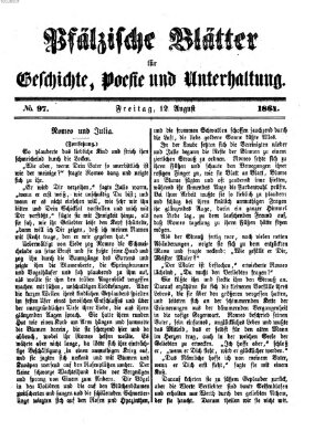 Pfälzische Blätter für Geschichte, Poesie und Unterhaltung (Zweibrücker Wochenblatt) Freitag 12. August 1864