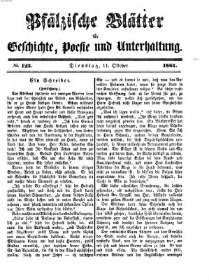 Pfälzische Blätter für Geschichte, Poesie und Unterhaltung (Zweibrücker Wochenblatt) Dienstag 11. Oktober 1864