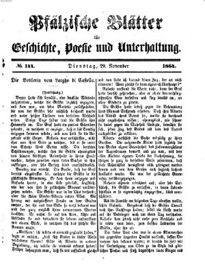 Pfälzische Blätter für Geschichte, Poesie und Unterhaltung (Zweibrücker Wochenblatt) Dienstag 29. November 1864