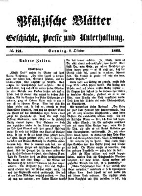 Pfälzische Blätter für Geschichte, Poesie und Unterhaltung (Zweibrücker Wochenblatt) Sonntag 8. Oktober 1865