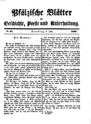 Pfälzische Blätter für Geschichte, Poesie und Unterhaltung (Zweibrücker Wochenblatt) Dienstag 5. Juni 1866