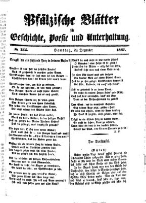 Pfälzische Blätter für Geschichte, Poesie und Unterhaltung (Zweibrücker Wochenblatt) Samstag 28. Dezember 1867