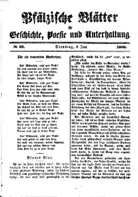 Pfälzische Blätter für Geschichte, Poesie und Unterhaltung (Zweibrücker Wochenblatt) Dienstag 9. Juni 1868