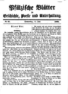 Pfälzische Blätter für Geschichte, Poesie und Unterhaltung (Zweibrücker Wochenblatt) Donnerstag 11. Juni 1868