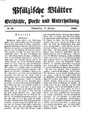 Pfälzische Blätter für Geschichte, Poesie und Unterhaltung (Zweibrücker Wochenblatt) Donnerstag 11. Februar 1869