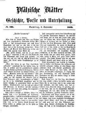 Pfälzische Blätter für Geschichte, Poesie und Unterhaltung (Zweibrücker Wochenblatt) Samstag 11. September 1869