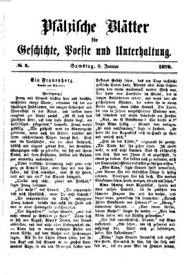 Pfälzische Blätter für Geschichte, Poesie und Unterhaltung (Zweibrücker Wochenblatt) Samstag 8. Januar 1870