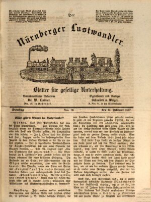 Süddeutsche Blätter für Leben, Wissenschaft und Kunst Dienstag 14. Februar 1837