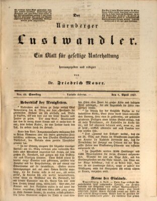 Süddeutsche Blätter für Leben, Wissenschaft und Kunst Samstag 8. April 1837